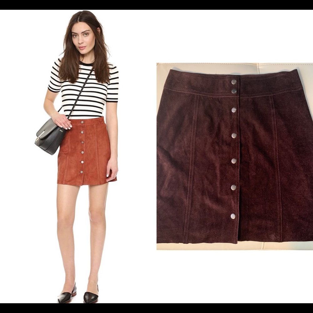 Theory Sinall L Benna Perfect Suede Mini Skirt
